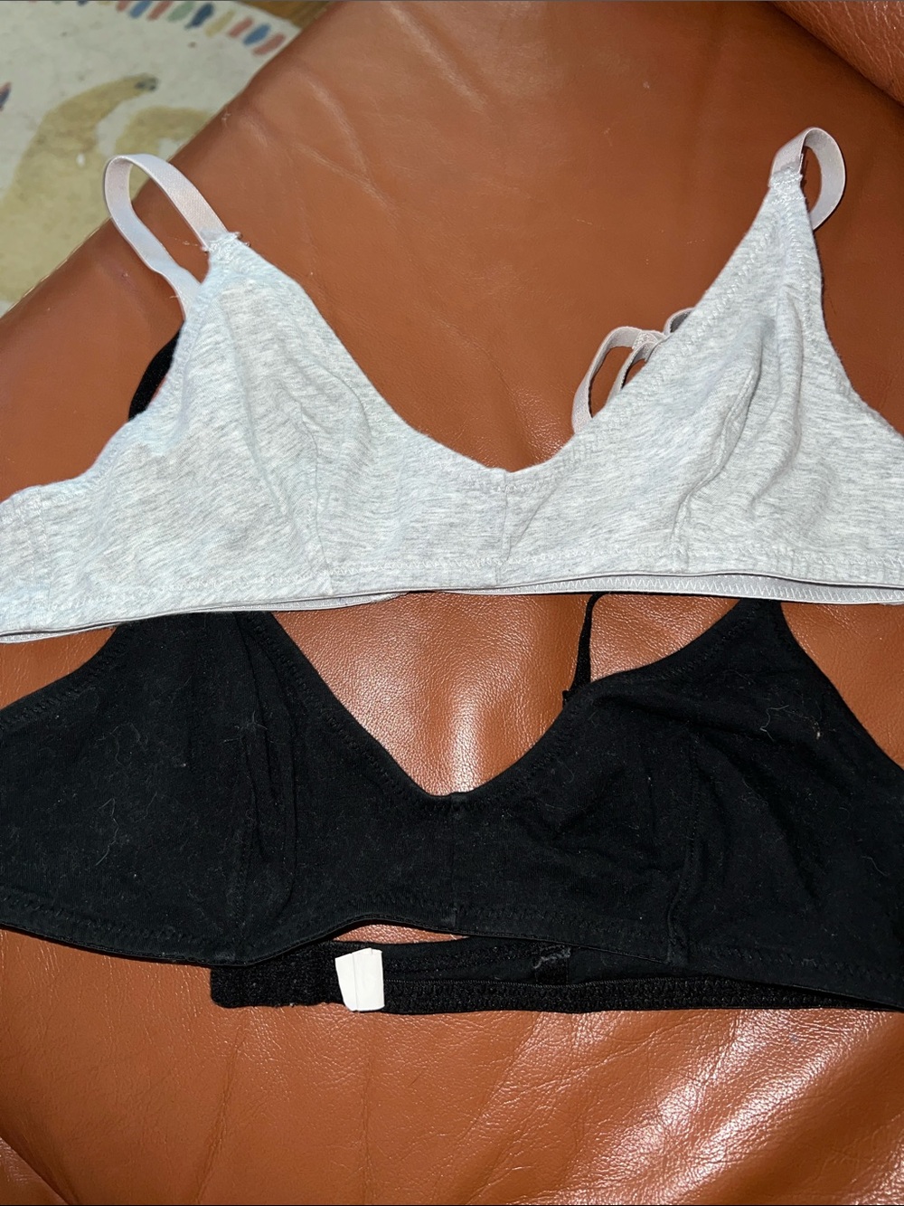 SHEIN Cotton-Blend Bralettes in Black and Light Gray
